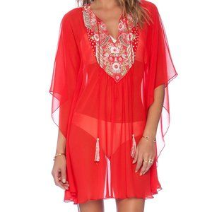 Embroidered Caftan Pia Pauro Size: S Color: Red